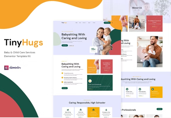 Tiny Hugs  Baby & Child Care Services Elementor Template Kit