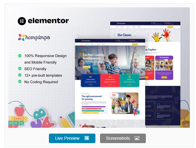 Hompimpa  Kindergarten & Child Care Elementor Template Kit